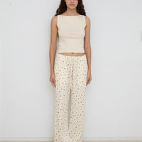 Flower Dots Cotton Easy Pants