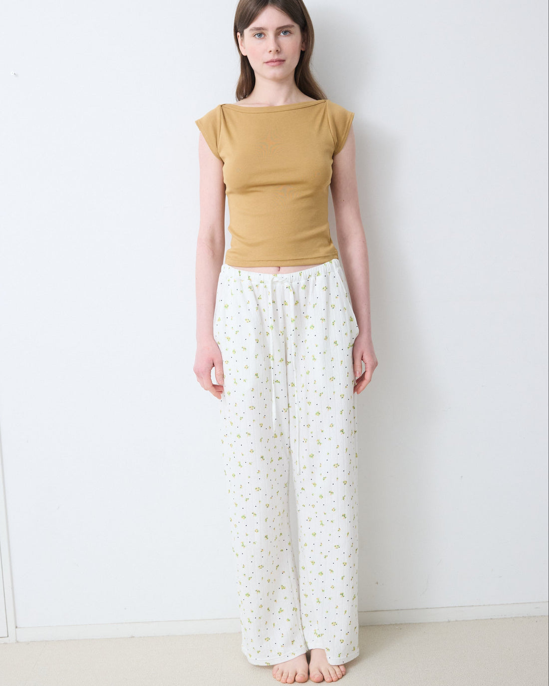 Flower Dots Cotton Easy Pants