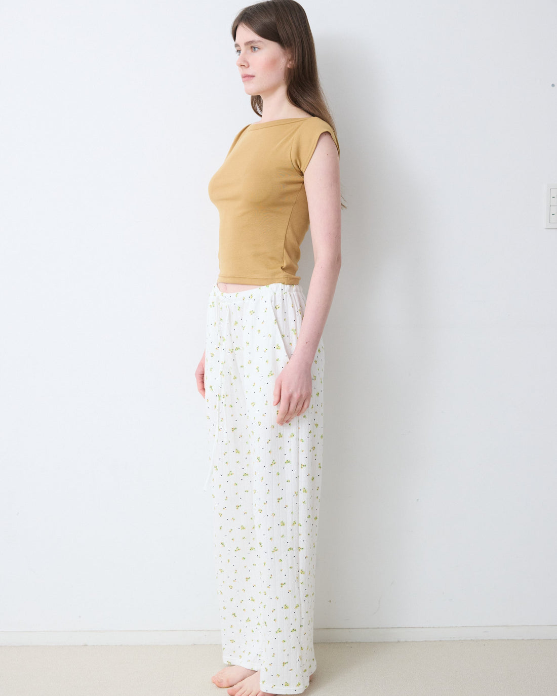 Flower Dots Cotton Easy Pants