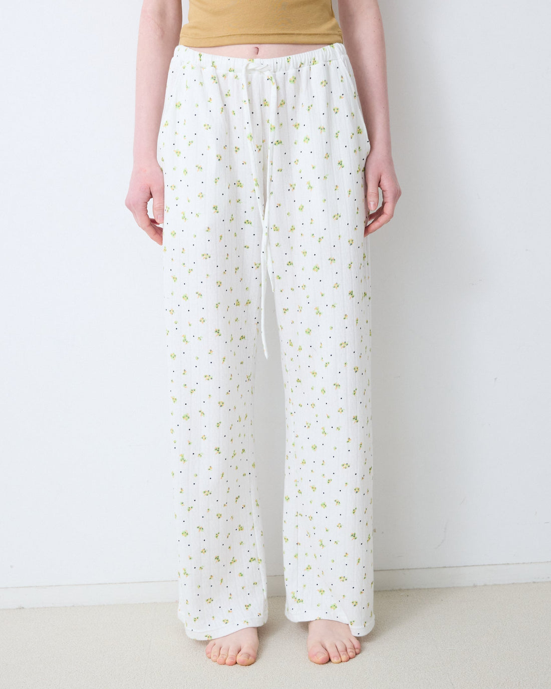 Flower Dots Cotton Easy Pants