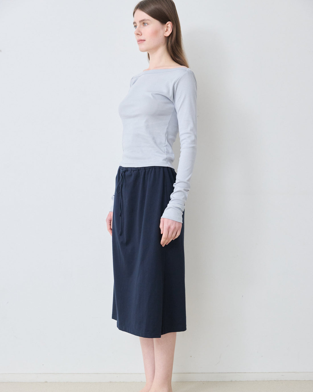 【NEW】Boat Neck Long Tee