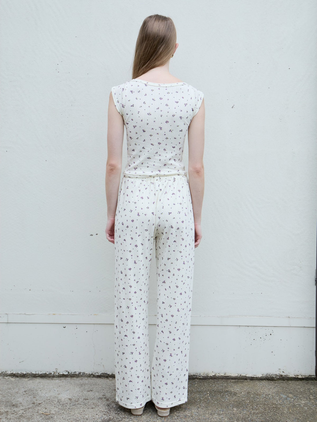 Flower Dots Cotton Easy Pants