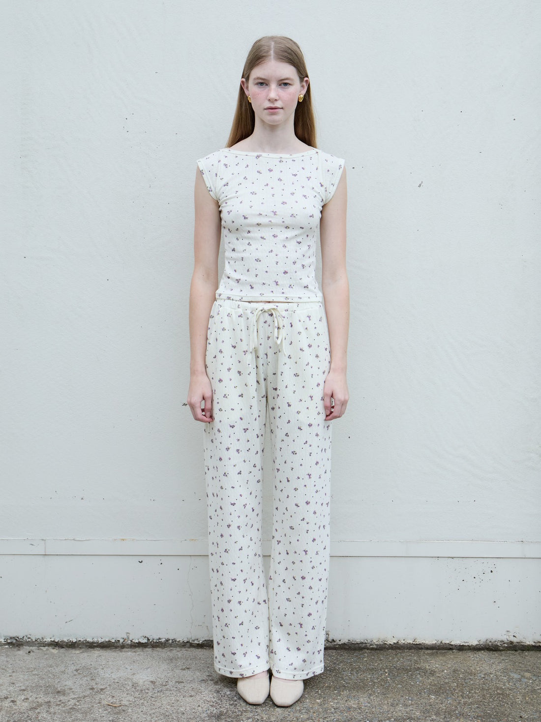 Flower Dots Cotton Easy Pants
