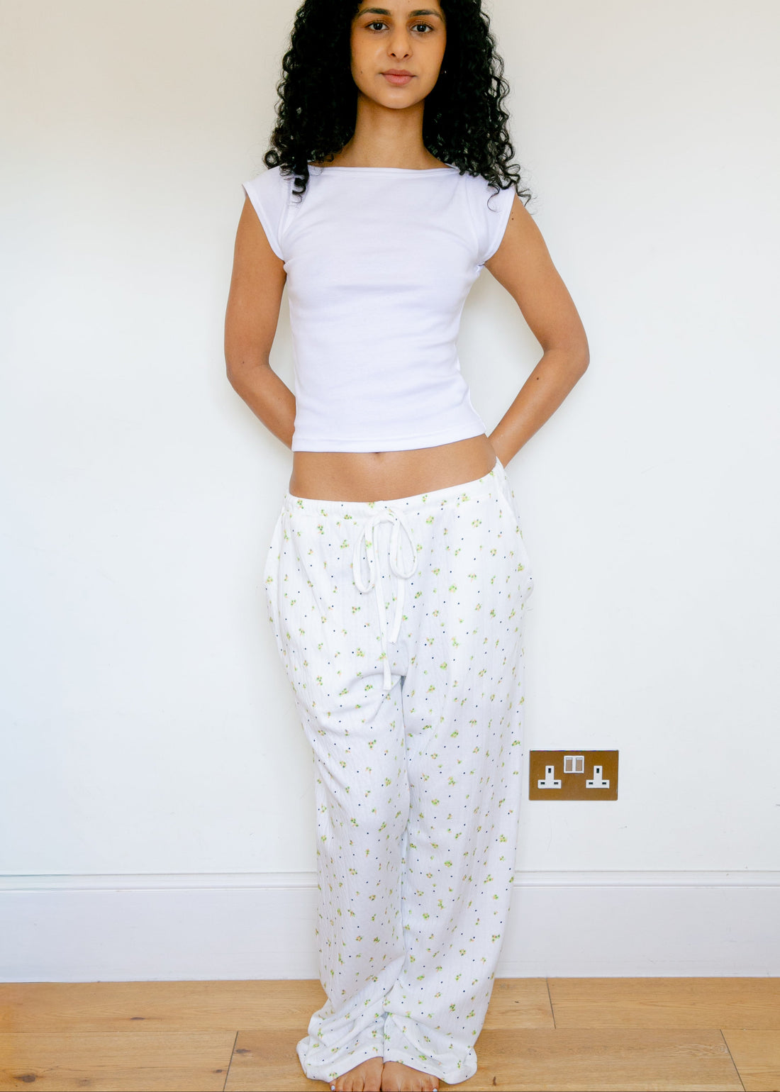 Flower Dots Cotton Easy Pants
