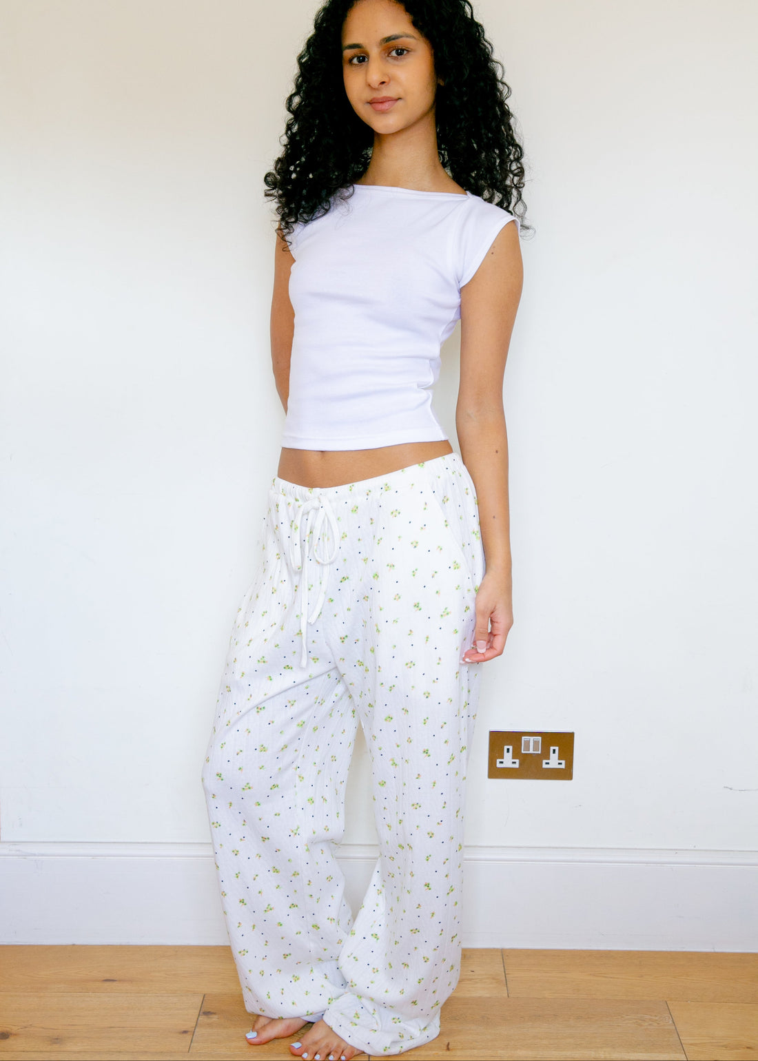 Flower Dots Cotton Easy Pants