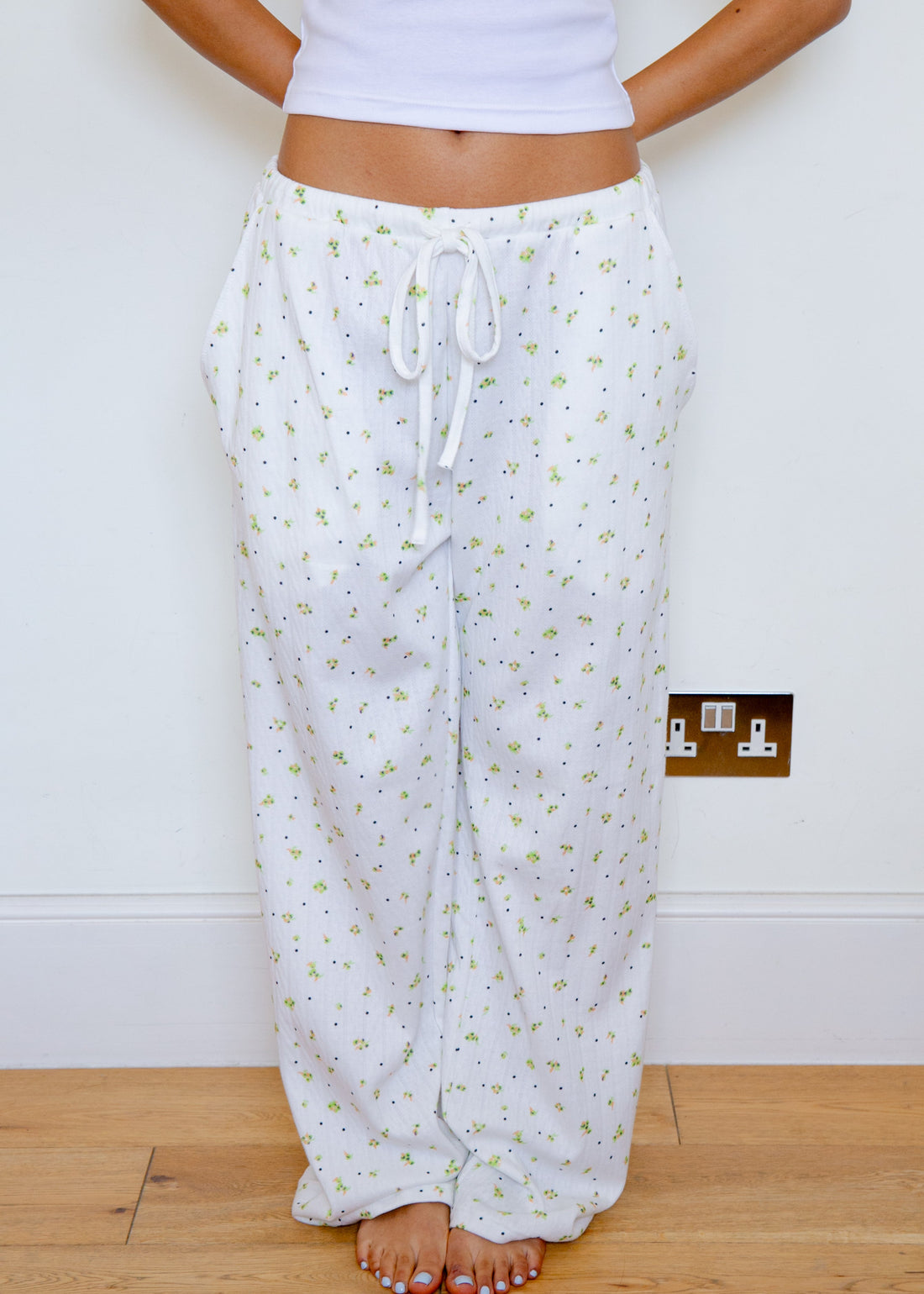 Flower Dots Cotton Easy Pants