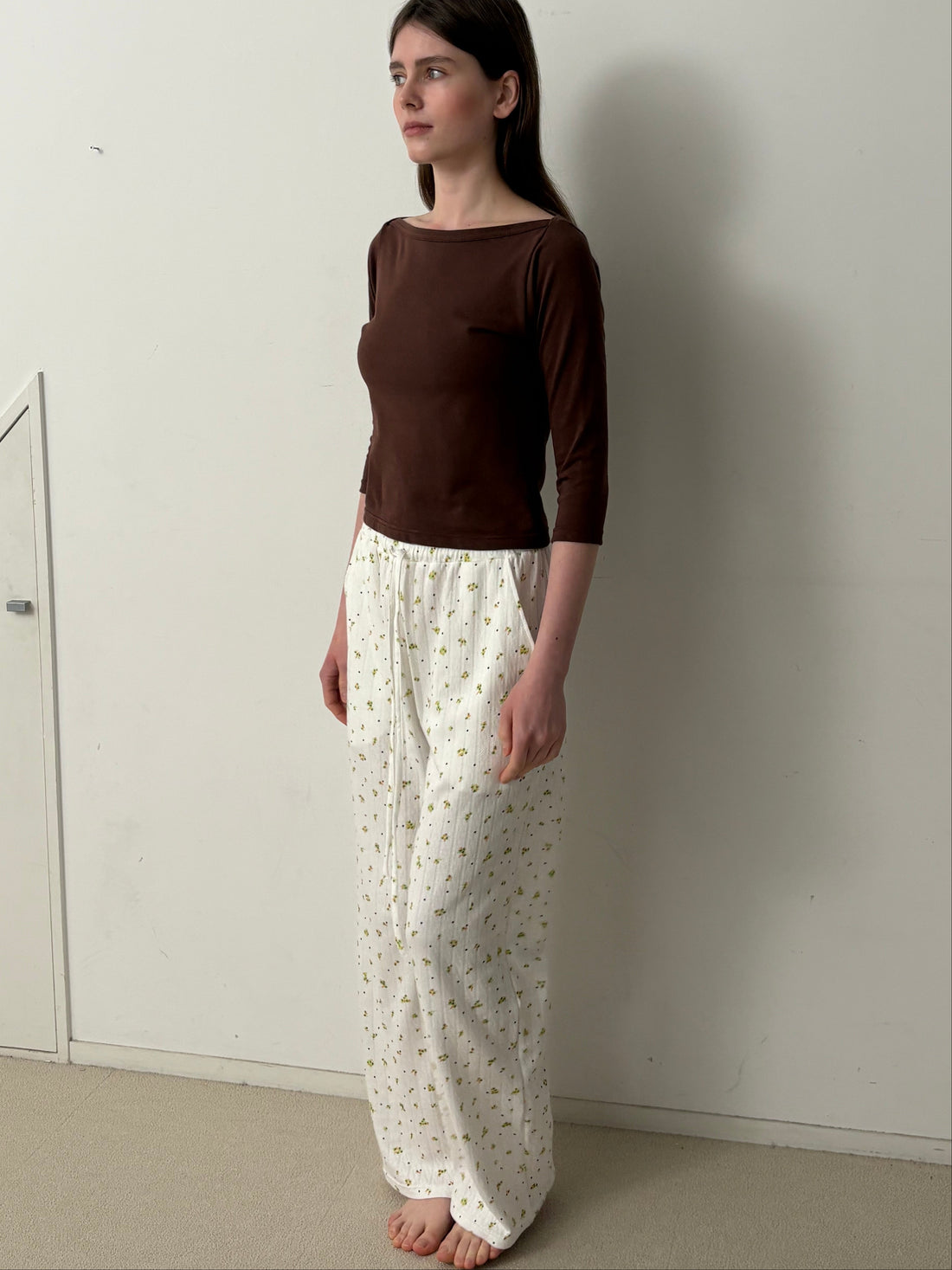 Flower Dots Cotton Easy Pants
