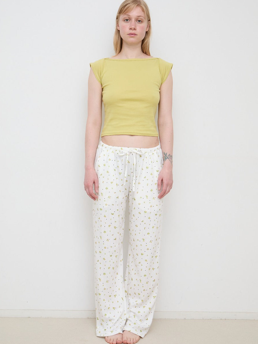 Flower Dots Cotton Easy Pants