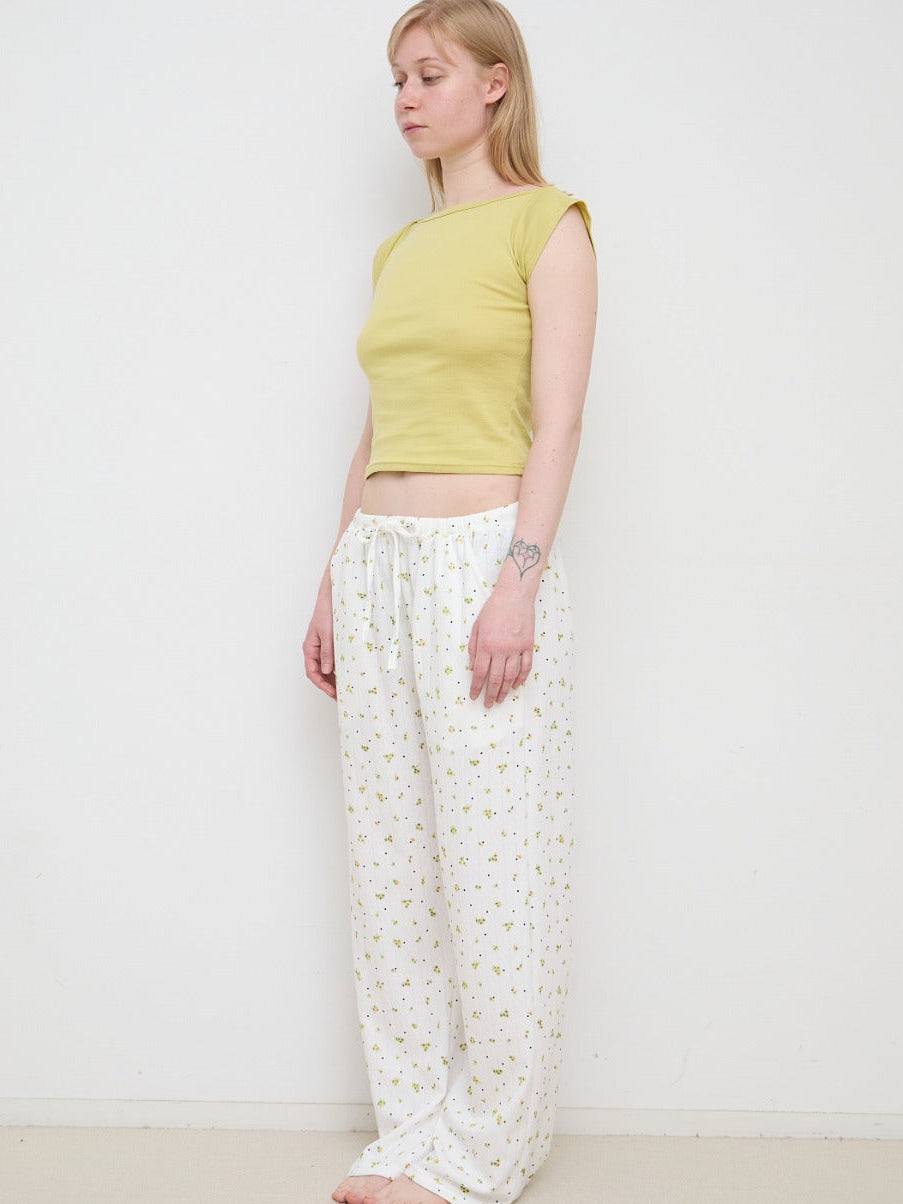 Flower Dots Cotton Easy Pants