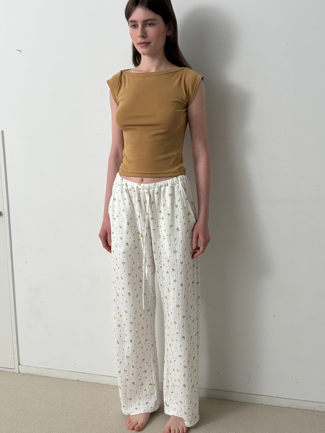 Flower Dots Cotton Easy Pants