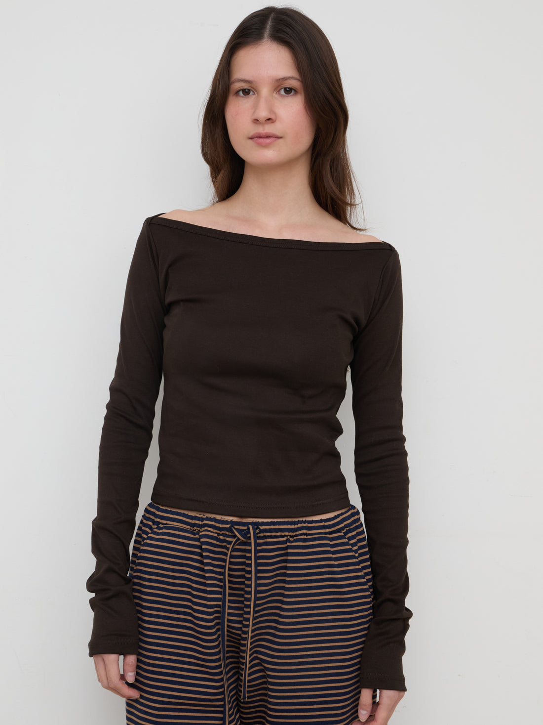 【NEW】Boat Neck Long Tee