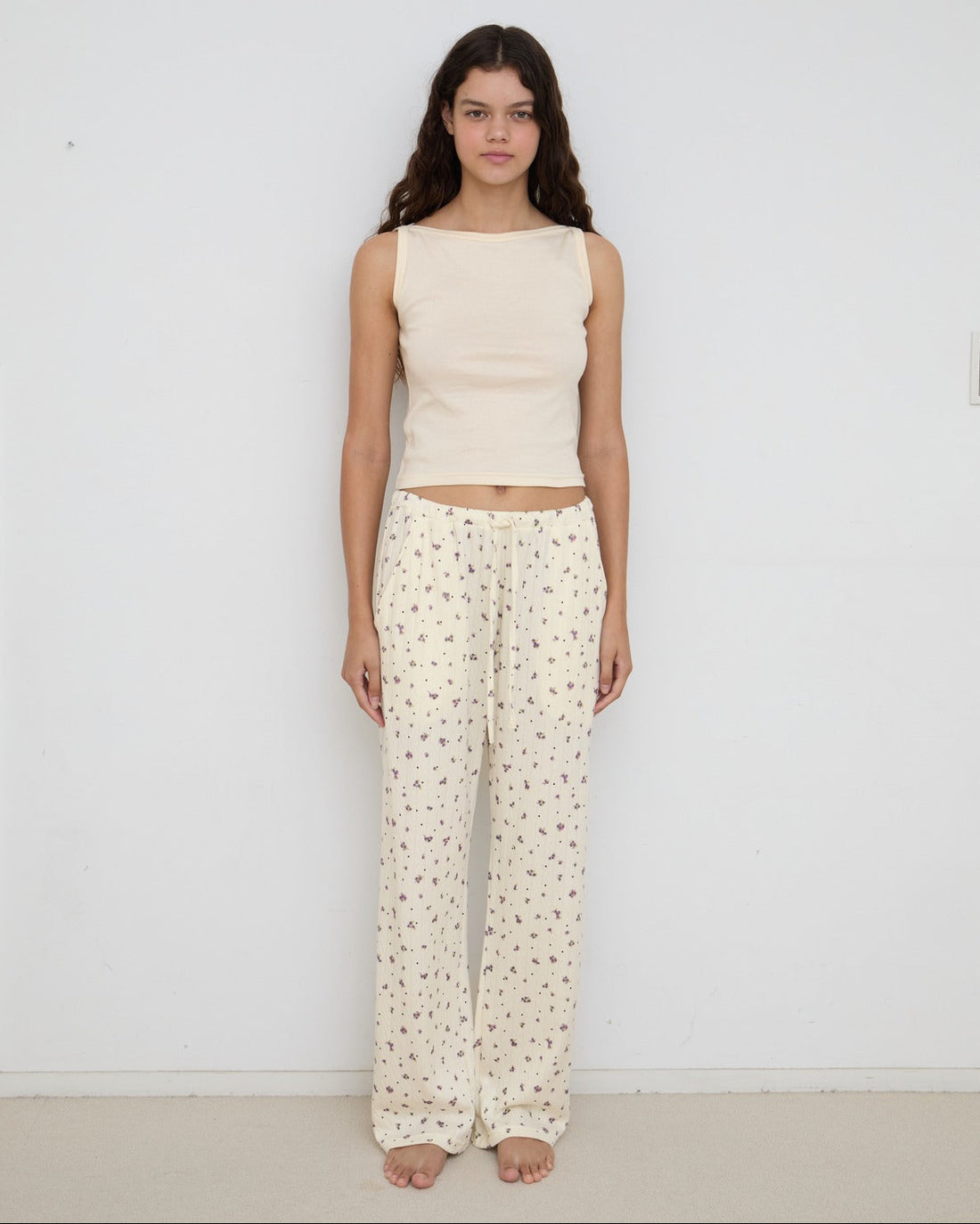 Flower Dots Cotton Easy Pants