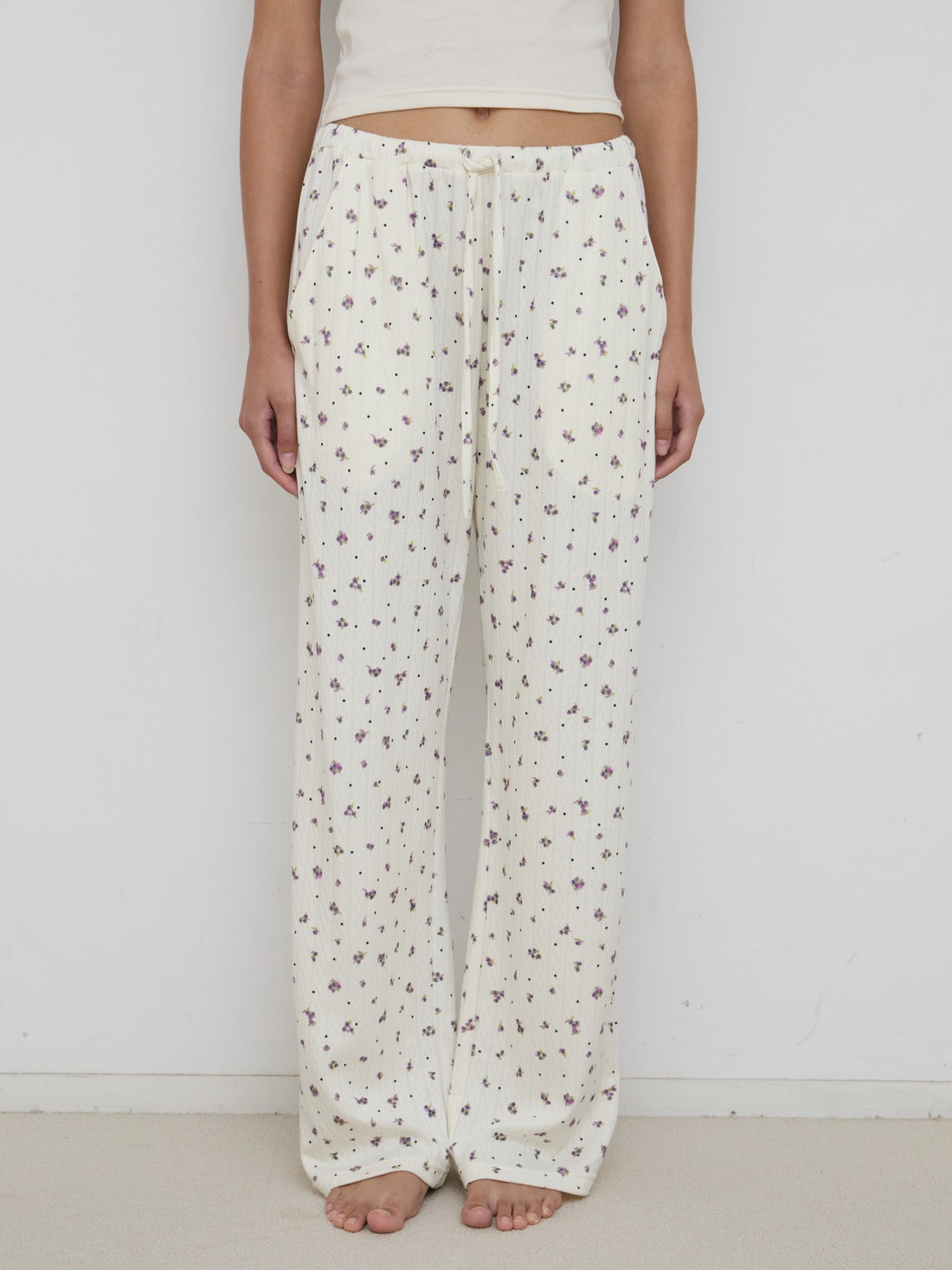 Flower Dots Cotton Easy Pants