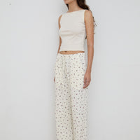 Flower Dots Cotton Easy Pants