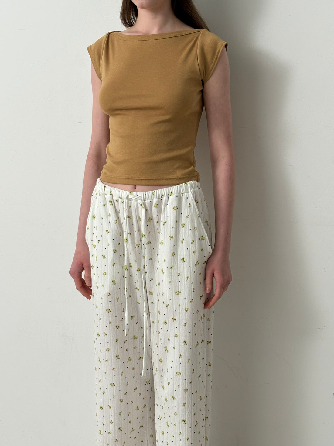 Flower Dots Cotton Easy Pants