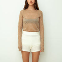 【NEW】Lace Boat Neck T-shirts