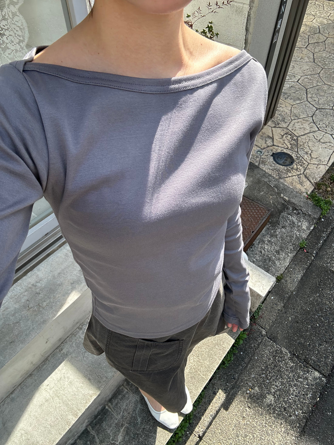【NEW】Boat Neck Long Tee