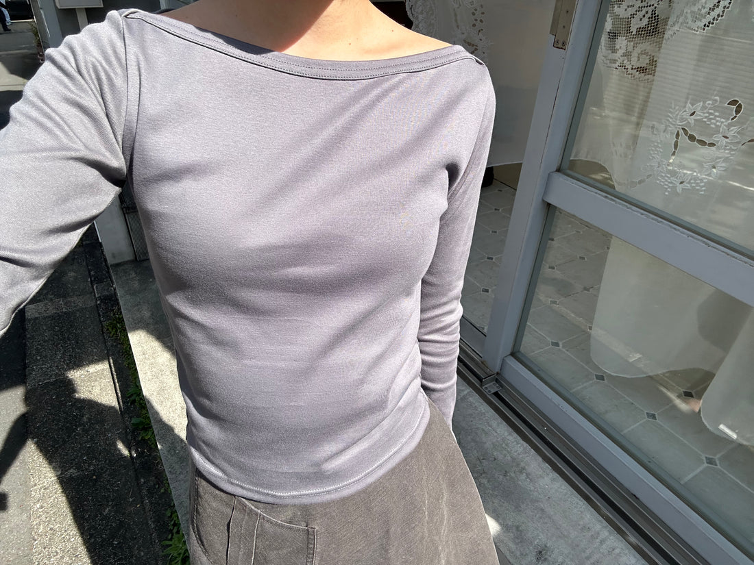 【NEW】Boat Neck Long Tee