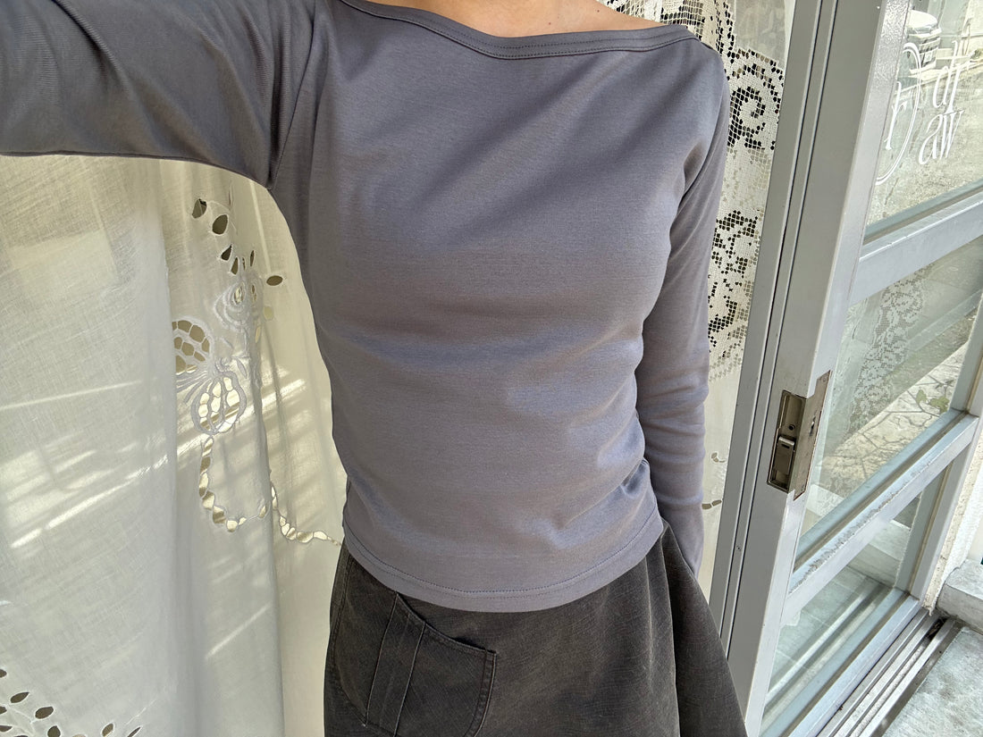 【NEW】Boat Neck Long Tee