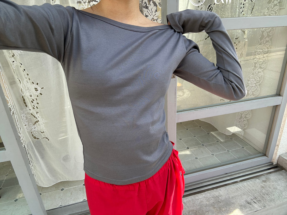 【NEW】Boat Neck Long Tee