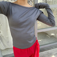 【NEW】Boat Neck Long Tee