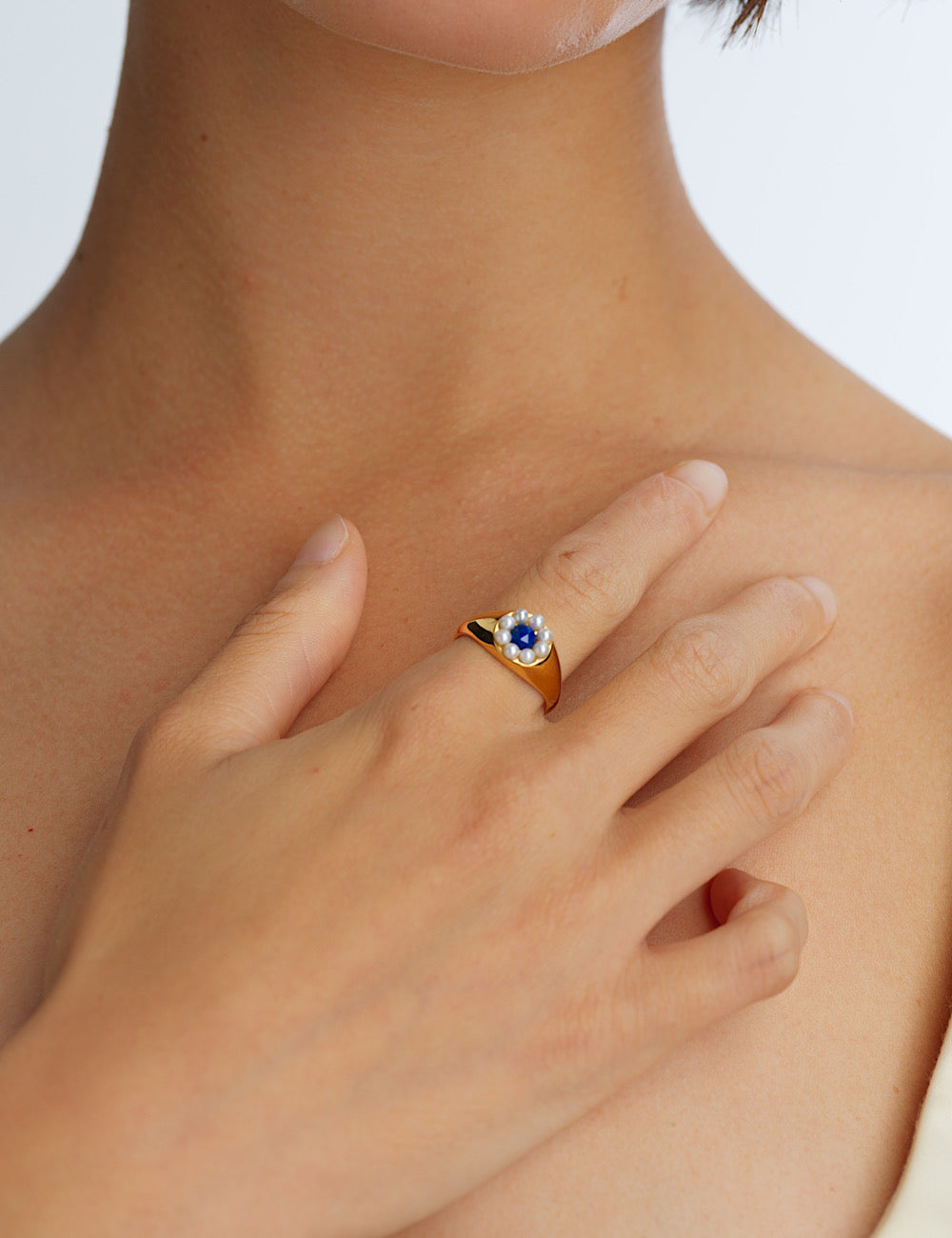 【NEW】Stone×Pearl Flower Ring
