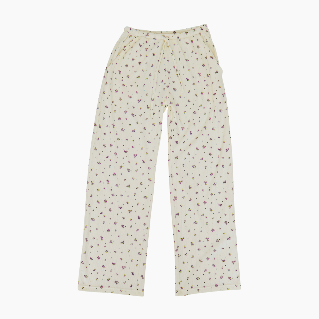 Flower Dots Cotton Easy Pants